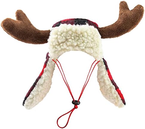 Huxley & Kent Pet Hat | בדיקת באפלו של קרניים | אביזר חג חג המולד חגיגי לכלבים/חתולים | כובע חיית מחמד לחג | Snugfit החלקה מחליקים להתאמה